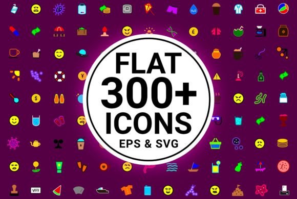 300 Flat Color Icons Collection