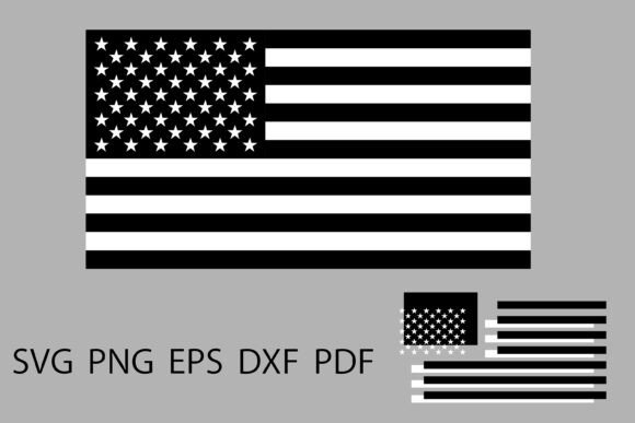 American Flag Black and White USA Graphics & Illustrations