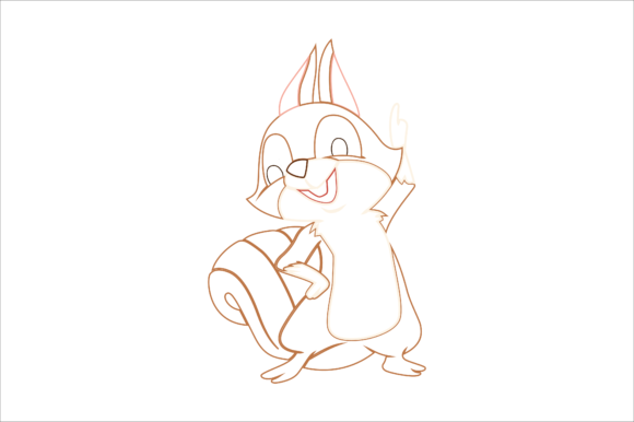 Animal Squirrel Cartoon Color Line Graphics