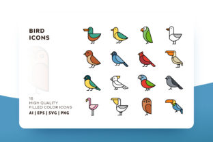 Birds Filled Color Graphics and Icons