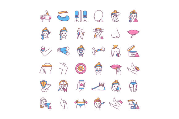 Building Skin Care Routine Color Icons: Graphics & Icons