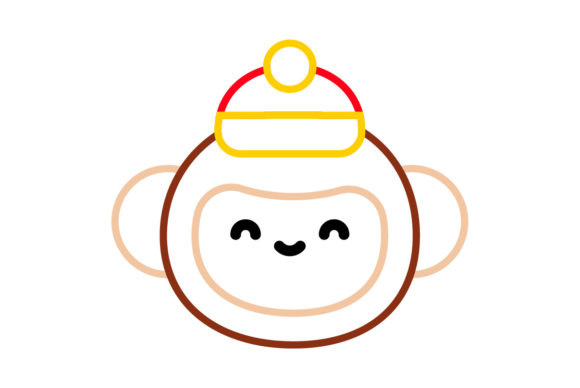 Chinese New Year Icon Monkey Line Color Graphics