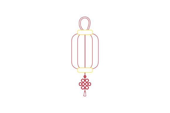 Chinese New Year Lantern 2 Color Line Graphics