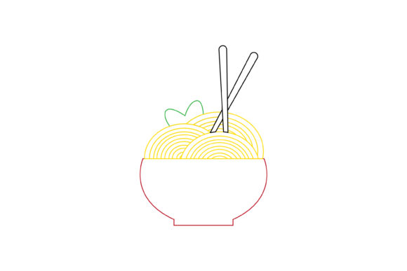 Chinese New Year Noodles Color Line Graphics & Icons