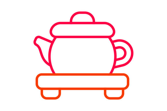 Chinese New Year Teapot Line Color Graphics