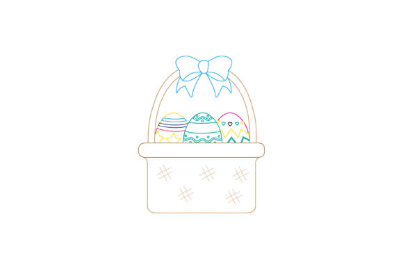 Easter Egg Basket Color Line Graphics and Icons