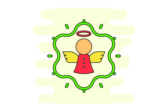 Flat Icon Easter Angel Color Outline