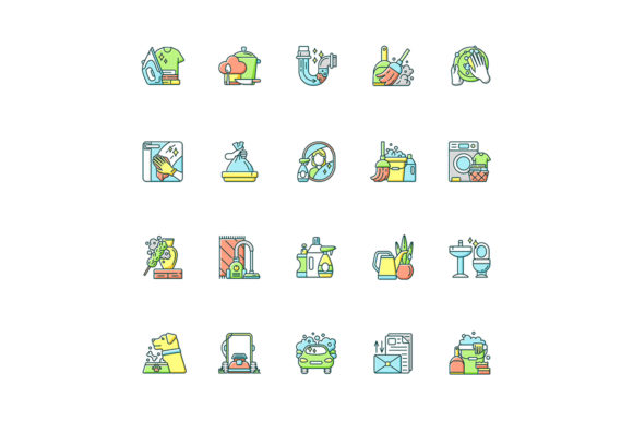 Housekeeping RGB Color Icons Set: Graphics & Icons