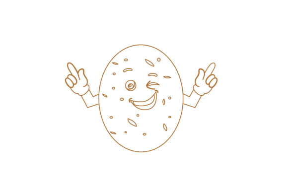 Kawaii Cute Vegetable Potato Color Lines Graphics