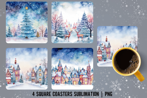 Magical Color Christmas Square Coaster Graphics for Crafts
