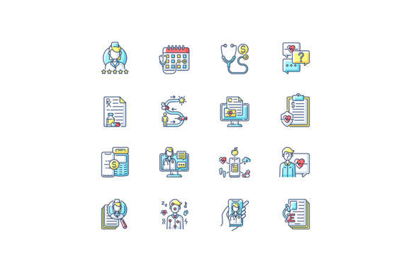Online Doctor App RGB Icons Set: Graphics for Telehealth Brands