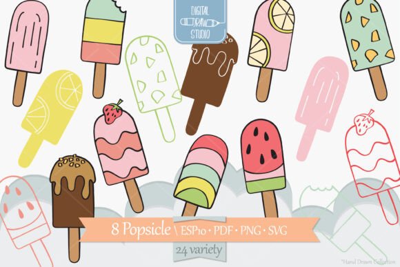 Popsicle Color Ice Cream, Frozen Treat Graphics