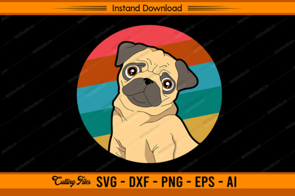 Pug Vintage Color Graphics for Crafts