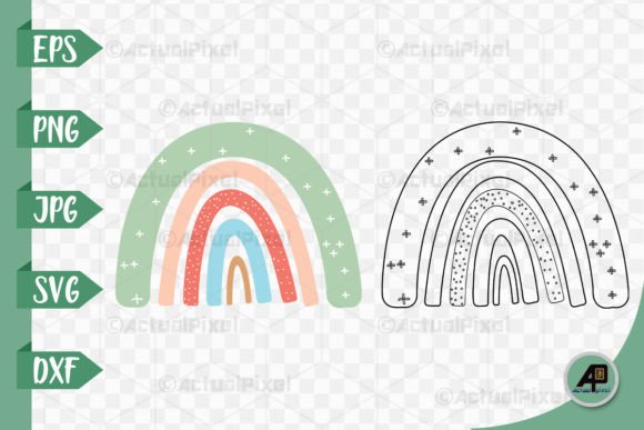Rainbow Outline with Color Clipart
