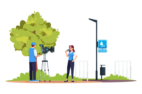 Reportage Semi Flat Color Illustration: Graphics and Illustrations for Editorial Use