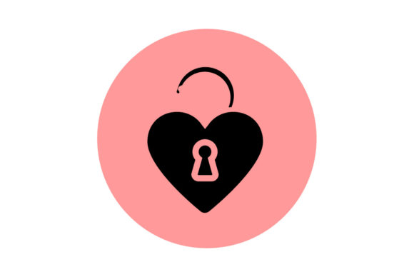 Valentine Icon Padlock Solid Color Graphics & Icons