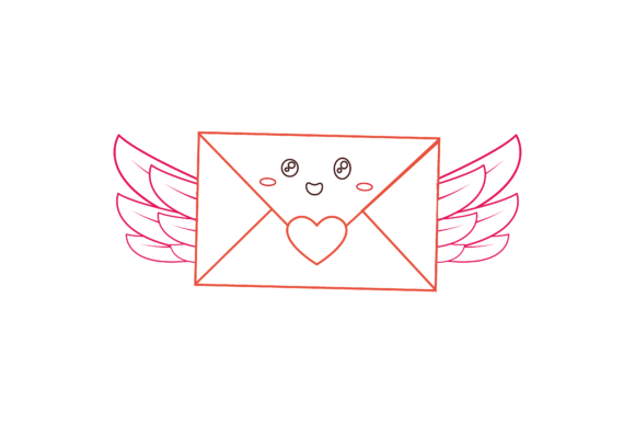 Valentine Kawai Envelope Flay Color Line Graphics