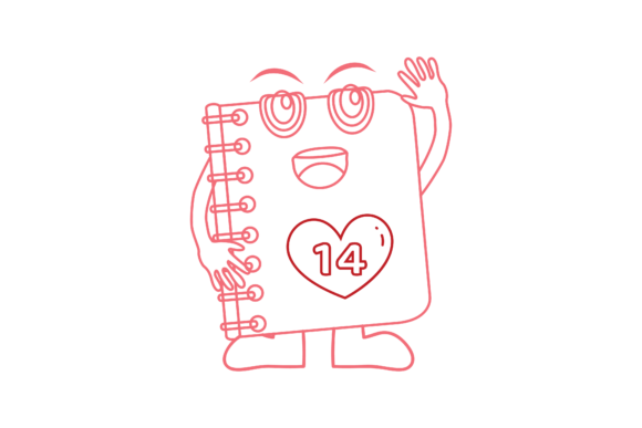 Valentine Kawaii Cute Book Color Line Graphics