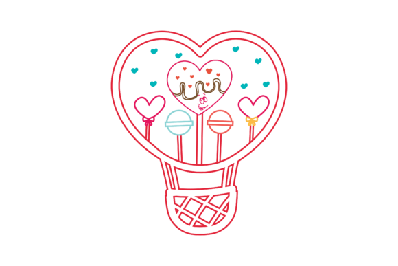 Valentine Kawaii Cute Candy Color Line Graphics & Illustrations