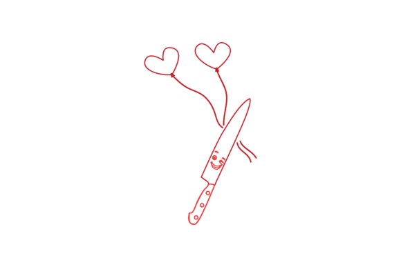 Valentine Kawaii Cute Knife Graphics & Illustrations