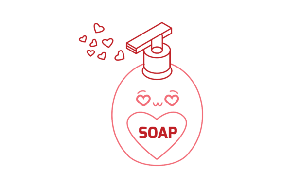 Valentine Kawaii Cute Soap Color Line Graphics