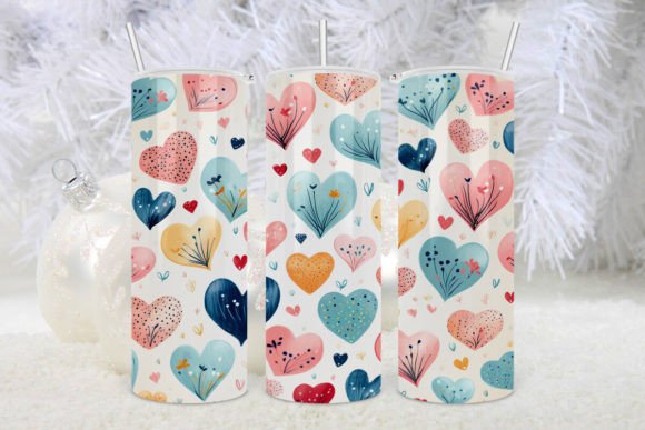 Valentines Water Color Hearts Tumbler Graphics and Crafts