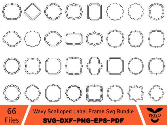 Wavy Scalloped Label Frame SVG Bundle: Graphics & Illustrations