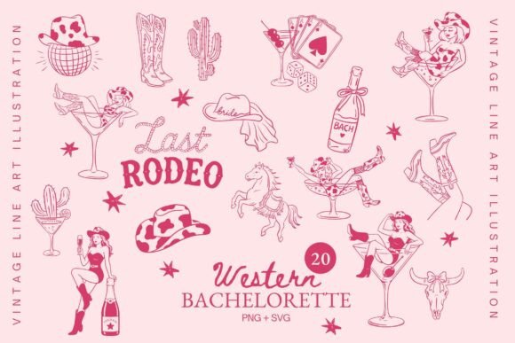 Western Cowgirl Bachelorette Party Graphics & Illustrations